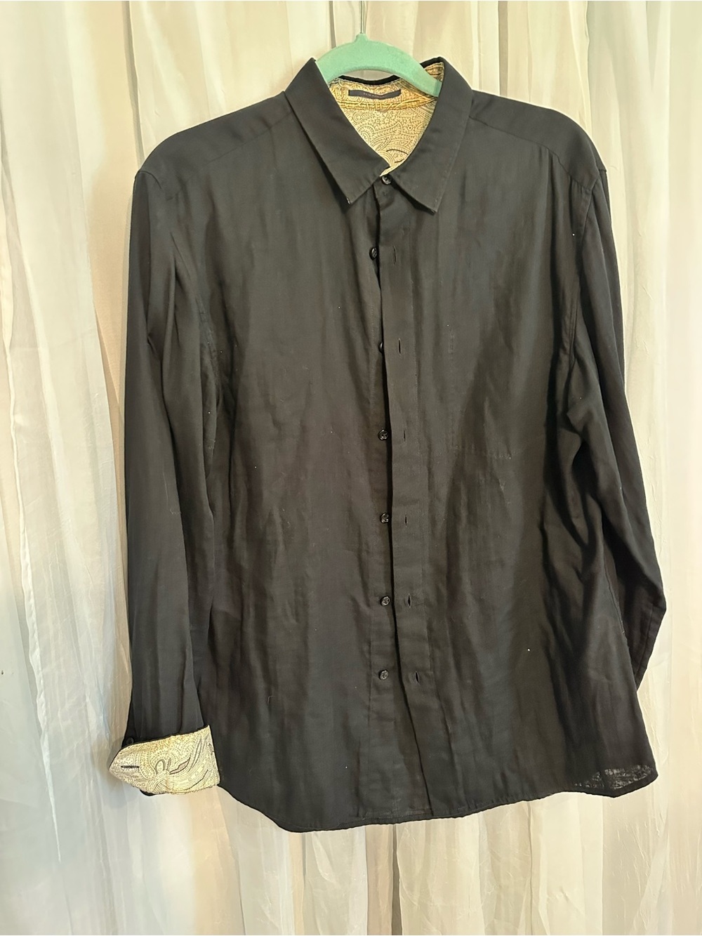Elie Tahari Black Men's Long-Sleeve Button-Up Shirt 100% Cotton